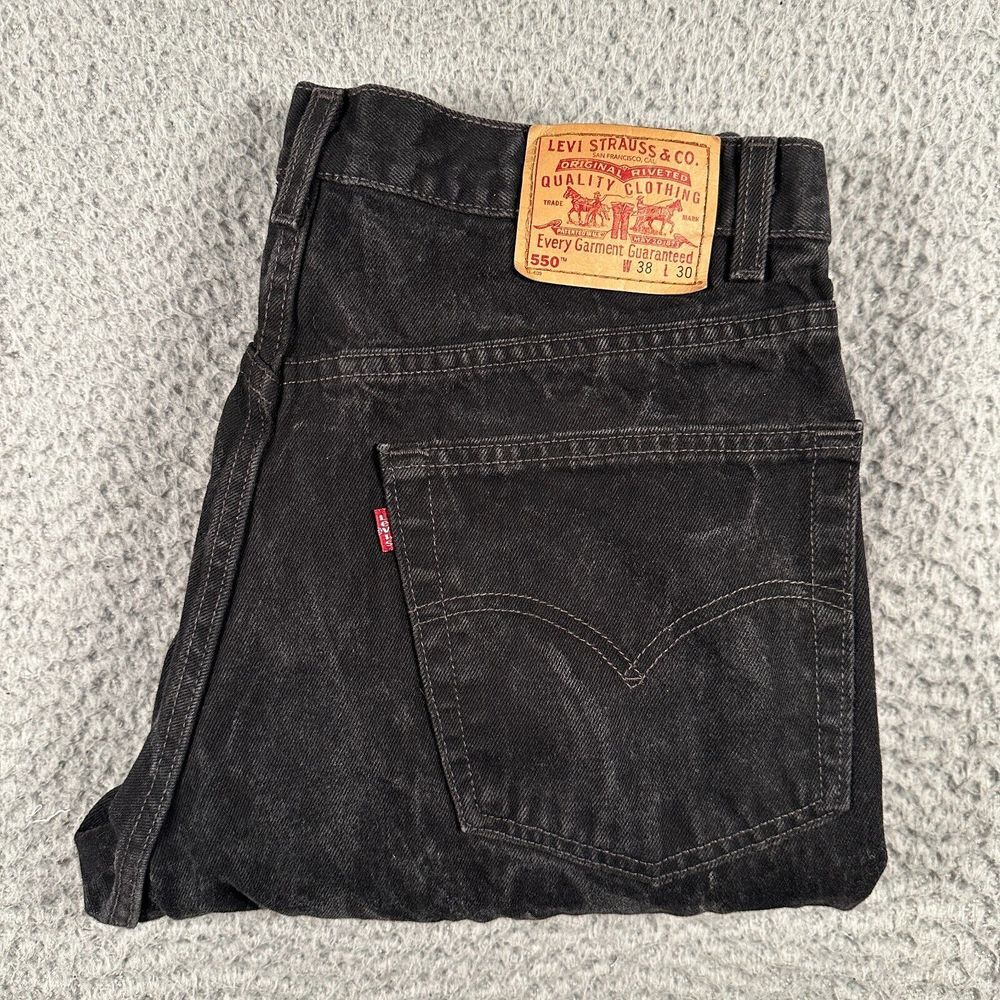 Vtg Levi's 550 Jeans Mens 38x30(35x30 Fits) Black Marble Relaxed‎ Made In USA